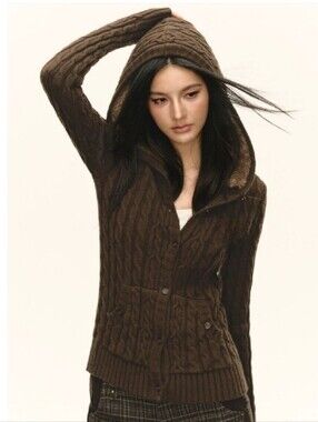 Gap cable knit hooded cardigan
